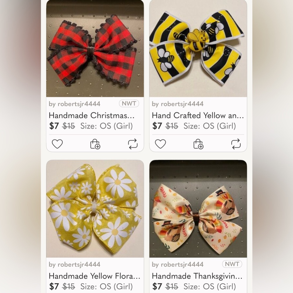 Hand Crafted Red and Yellow Hair Accessories Set (4 for $20)